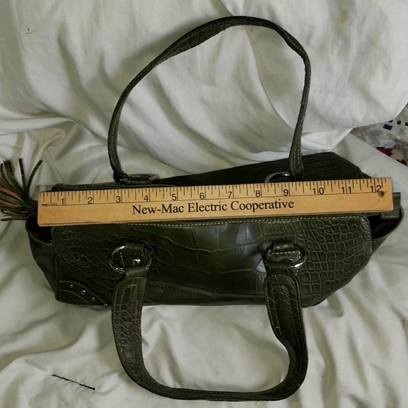 Vintage 00s Tommy Hilfiger faux croc dark green handbag - Picture 8 of 9